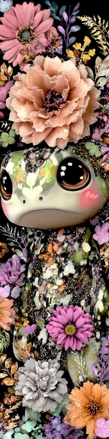 Free kawaii frog bookmark featuring decorative kawaii frog